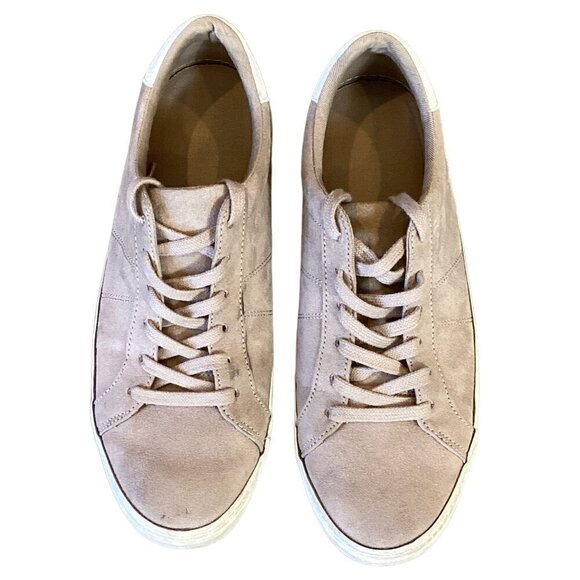 Old Navy 1994 Court Sneaker Low Top Lace-Up Light Taupe Faux Suede Sz 7 #282A - Picture 2 of 8